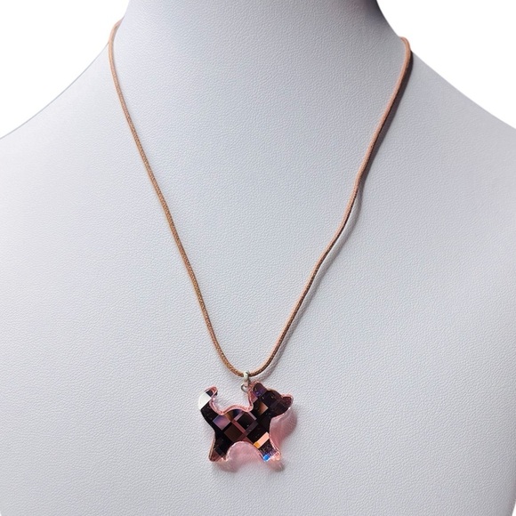 SWAROVSKI Crystal Pink Dog Pendant Necklace - Picture 1 of 9